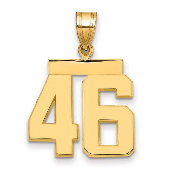 14k Yellow Gold, Athletic Collection Medium Polished Number 46 Pendant - Picture 1 of 3